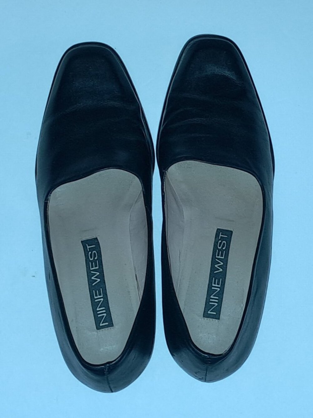 NINE WEST Cassie Genuine Leather Shoes Classic Dress Pump Block Heel 2"